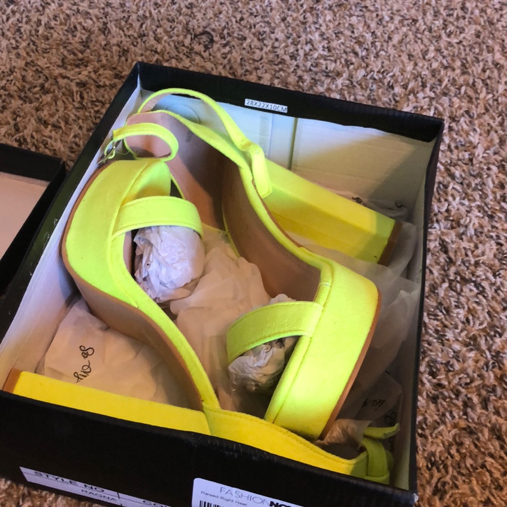 Fashionnova Neon Yellow Platform Sandal